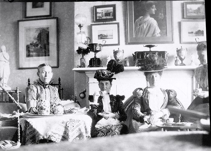 Afternoon Tea in the Drawing Room. Lucy, Ellen, Mrs. and Miss Hamphire