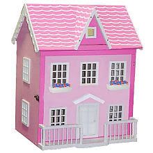 pink wooden dolls house