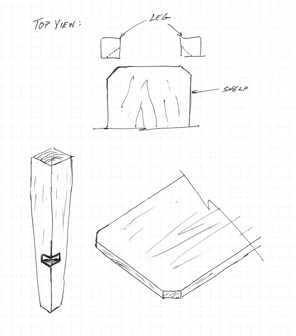 Approach for making bottom shelf and tapered legs in end table
