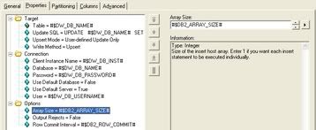 Using job parameters in a database stage