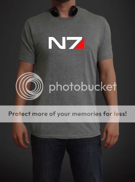 N7 Mass Effect 3   Systems Alliance Military Emblem   Tee T Shirt GREY 
