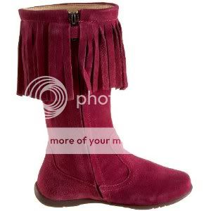 New Big Girl Primigi Celine Pink Tall Fringe Suede Leather Boot Size 