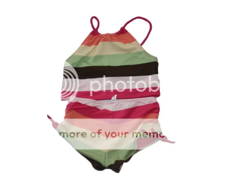   Striped Tankini 2 Two Piece Bikini Bathing Swim Suit Size S 6/7  
