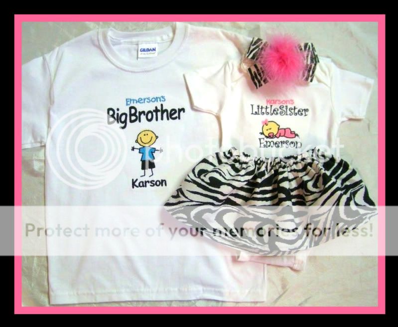 Big Brother Little Sister Tshirt Onesie Tutu Headband Custom Gift Set